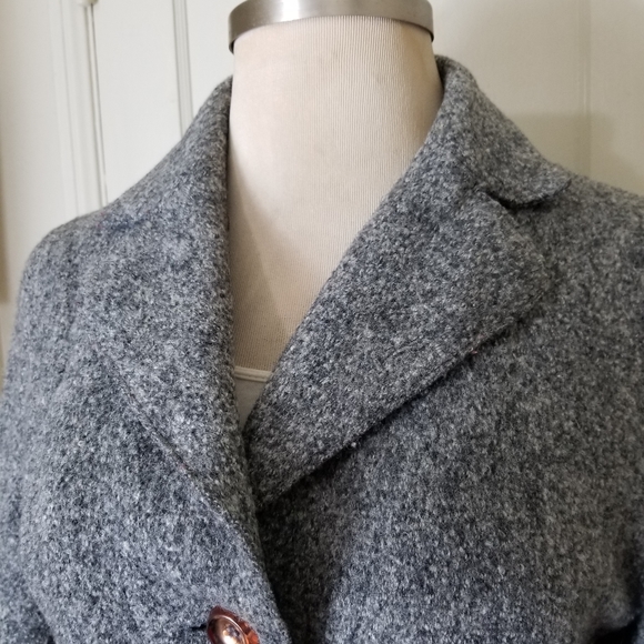 UTEX gray boiled wool 3 button long sleeve button up blazer coat size 6 - Picture 2 of 7